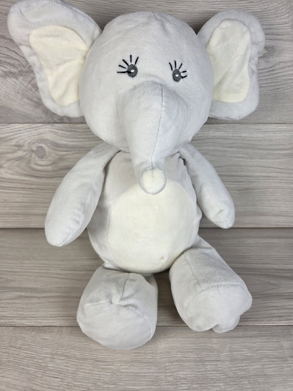 Plush Elephant Stuffed Animal w Embroidered Eyes, 15" Tall SU23